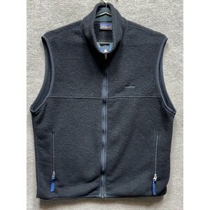 Vintage Patagonia Synchilla Mens Fleece Vest Full Zip Black Size Large USA Made
